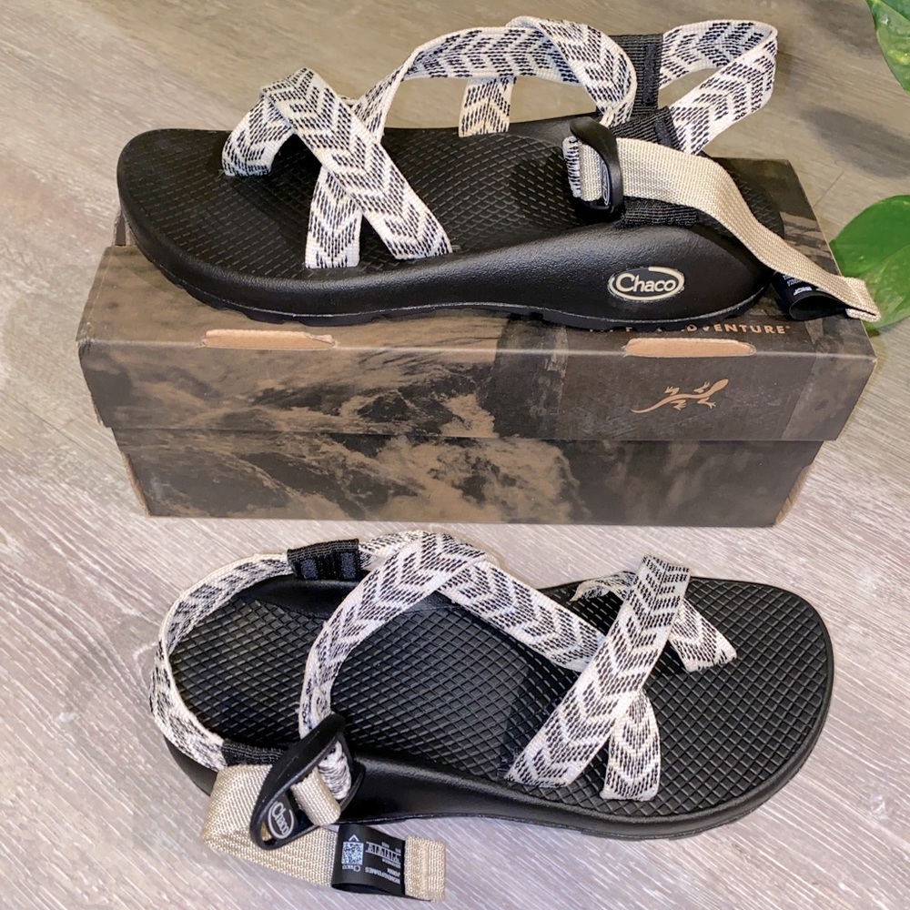 Chaco Black and White Patterned Sport Sandals